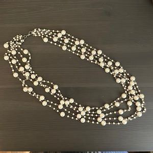 Long Multi-Strand Pearl Necklace
